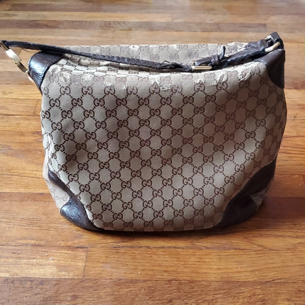 Gucci Canvas Hobo Large Bag in Brown/Beige